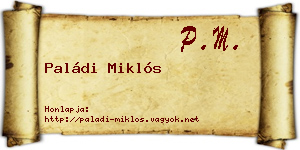 Paládi Miklós névjegykártya